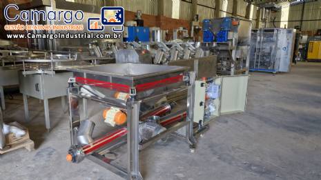 Rosca alimentadora transportadora helicoidal inclinada com silo receptor em inox Maqinox ano 2022